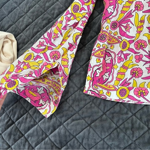 Tory Burch Top Women’s 8 Blouse Shirt Sequin Printed Floral Slit Sleeves C5 - Picture 9 of 11